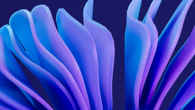 Abstract render of blue and purple curved layered shapes