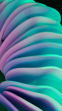 Abstract render with colorful layered curved shapes in gradient colors
