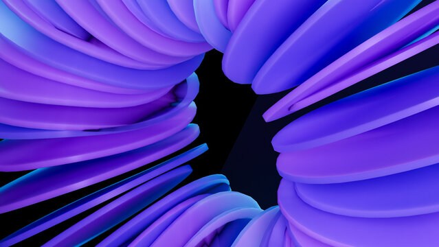 Abstract 3d rendering of smooth blue and purple shapes