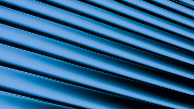 Abstract blue rendering with diagonal shiny metallic lines
