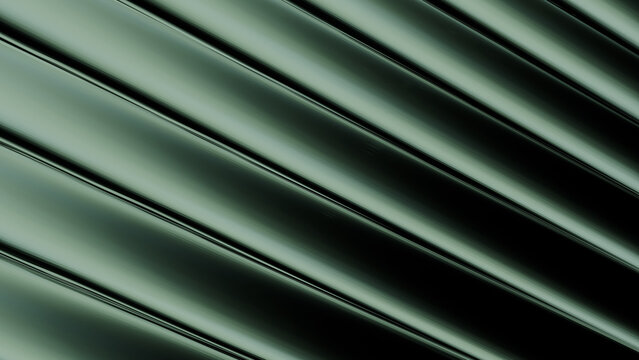 Abstract render of smooth green diagonal lines with gradient shading