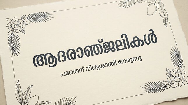 Elegant Handwritten Malayalam Text Card with Floral Border