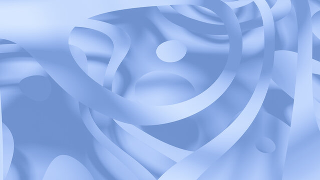 Abstract render of smooth blue curved shapes and geometric forms