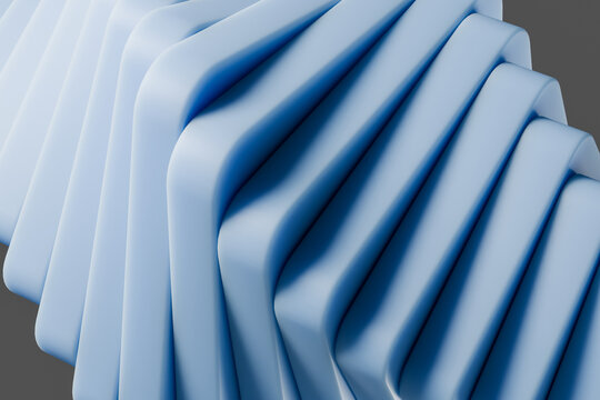 Abstract render of smooth blue folded shapes with curved surfaces