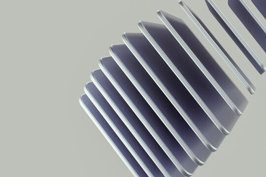 Abstract 3d render of smooth layered curved shapes with gradient