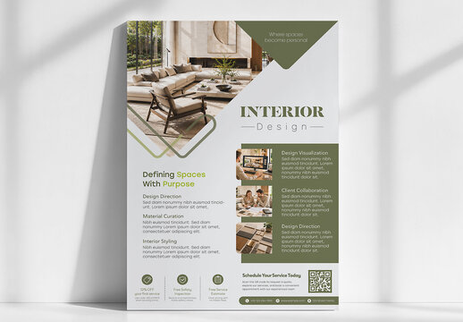 Flyer and Poster Template  for Home Decoration and Interior Designer Services.