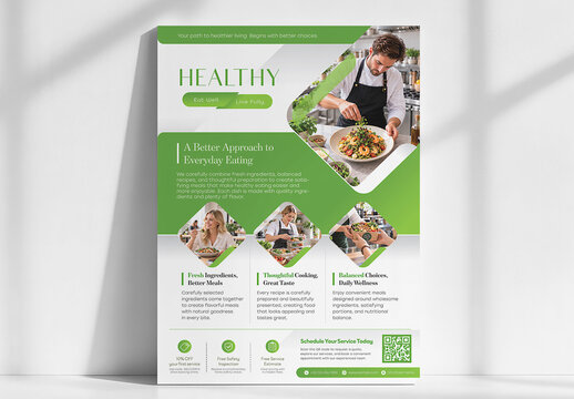 Flyer and Poster Template for Healthy Food and Organic Restaurant.