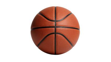 Fototapeta premium Orange textured basketball with black lines, isolated on transparent background