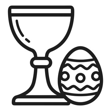Easter egg and chalice vector line icon