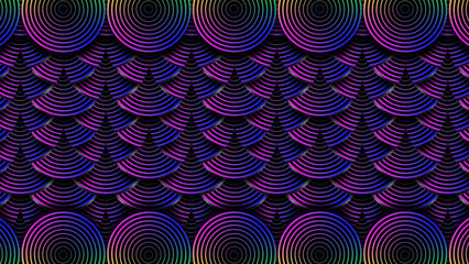 Rainbow Gradient Concentric Circles Fish Scale Pattern © VIGNESH