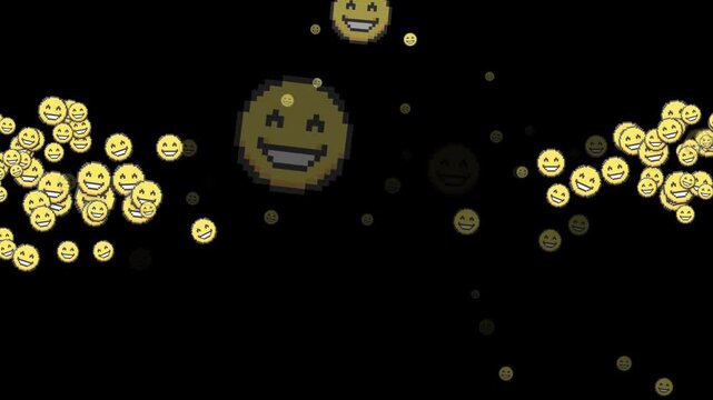 smiling face, smile, happy, joy, positive, emotion, friendly, face, expression, symbol, object, emoji, animation, motion graphics, black background, isolated, pixel art, retro, 8-bit, game asset, digi