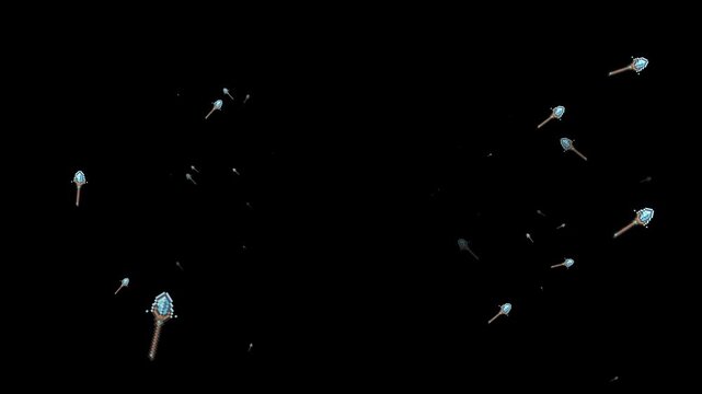 magic staff, wizard staff, wand, magic, fantasy, weapon, spell, sorcery, RPG, game asset, mystic, power, item, object, emoji, animation, motion graphics, black background, isolated, pixel art, retro, 