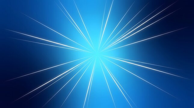 Bright blue radial light burst abstract background
