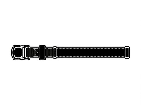 Minimalist black and white vector icon of a medical gait belt used for patient transfer and mobility assistance, isolated on a white background