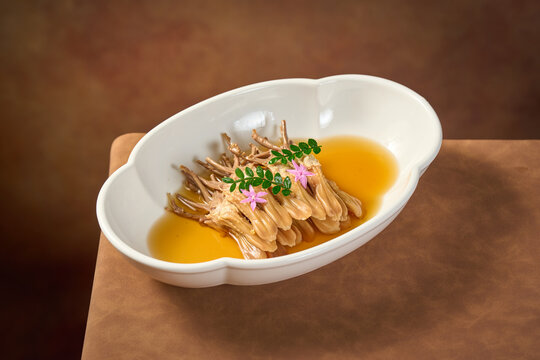 exquisite plated fish maw soup food photography