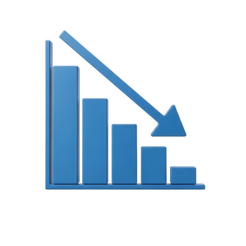 Downward trend bar chart with declining values
