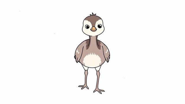 Adorable Animated Baby Quail Chick Blinking Slowly.