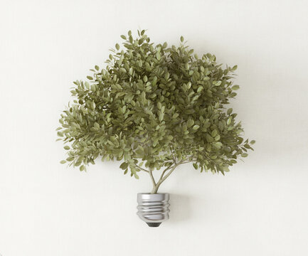 Green tree light bulb for eco energy sustainability and esg concept