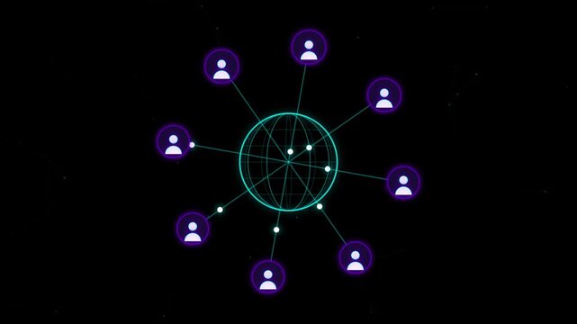 Glowing Global User Network Earth Globe Connection Animation