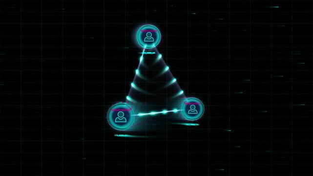 High-Speed 3D Holographic User Network Triangle Animation