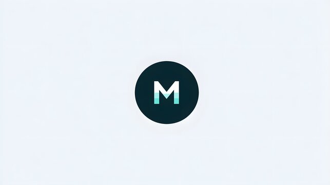 Minimalist letter M logo with teal gradient in a black circle isolated on white background. Perfect for modern corporate branding and clean digital identity design.