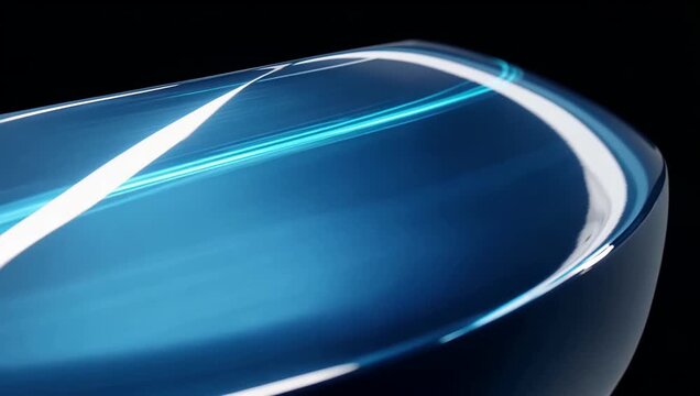 Deep sapphire blue liquid chrome metal surface curving smoothly with bright highlight reflections.