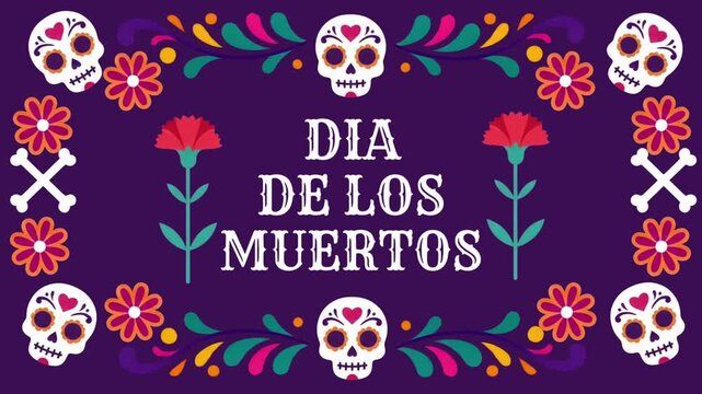 motion graphics Dia de los muertos, Day of the dead. day of the dead animation. 4k video