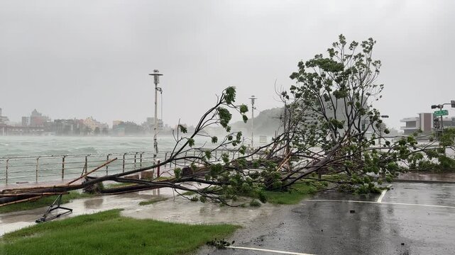 Waterfront Trees Knocked Over In Aftermath Of Hurricane