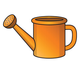 Orange Watering Can Vector – Classic Plastic Garden Watering Pot Illustration © Raju