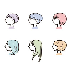 Fototapeta premium 女性の髪型バリエーションセット（カラー）