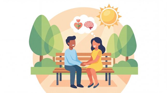 Positive Mindset and Optimistic Dating Journey Flat Vector Illustration