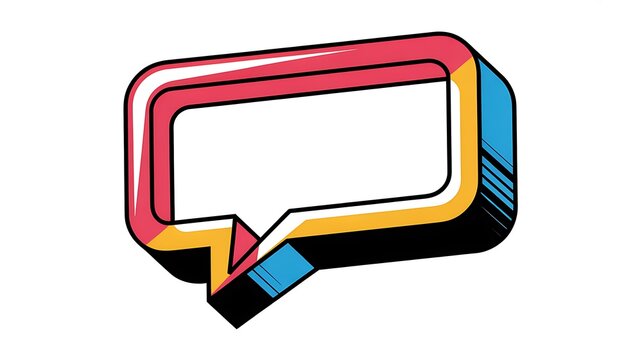 Colorful 3d speech bubble icon with retro comic book style