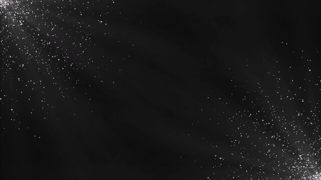 Blurred abstract motion background with flying particles, luminous glitter dust, soft light glow, sparkling bokeh and subtle lens flare, elegant celebration backdrop,video, black background 4K