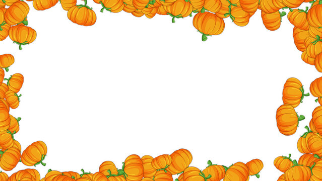 autumn pumpkins border frame isolated on reansparent background,png pumpkin thanksgiving and Halloween celebration video stream overlay social media design element