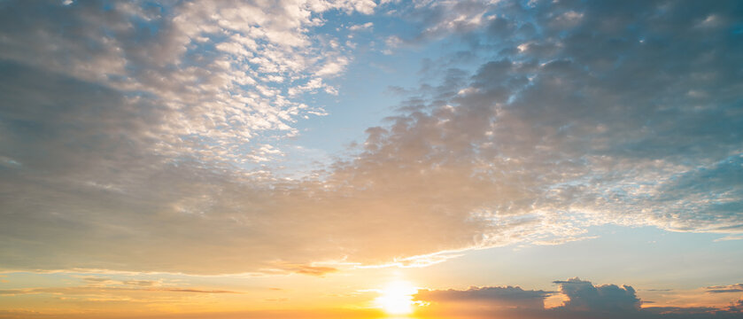 4k Aerial of Cloud with sunset sky background in Thailand,Cloudscape time lapse background Dark red purple sunset sky Nature background, sunset in the clouds	