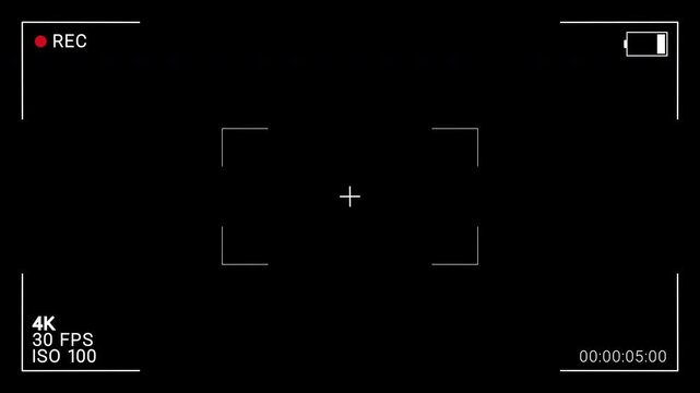 illustration footage of video recorder camera screen, Dslr camera frame viewfinder 4K cam