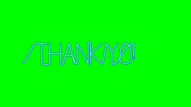Premium 4K green screen typography motion graphic featuring an intense blue laser beam writing 'THANK YOU', without preview controls. Designed for stock footage and clean chroma keying.