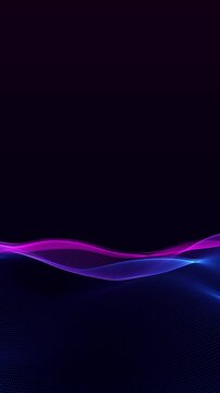 abstract blue and pink wave grid lines flow frame animation, futuristic ai technology and science vertical social media motion background