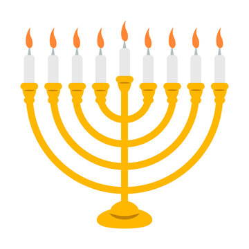 Hanukkah Menorah Illustration with Nine Lit Candles