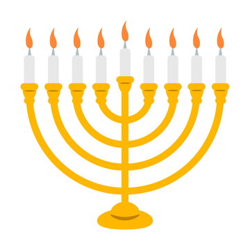 Hanukkah Menorah Illustration with Nine Lit Candles