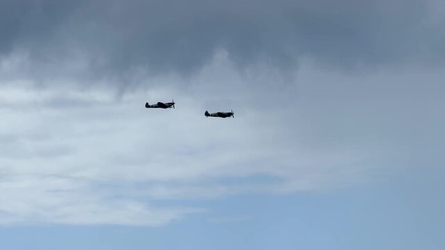 Vintage Spitfire Warbird Aircraft Performing Aerobatics at Gold Coast Air Show