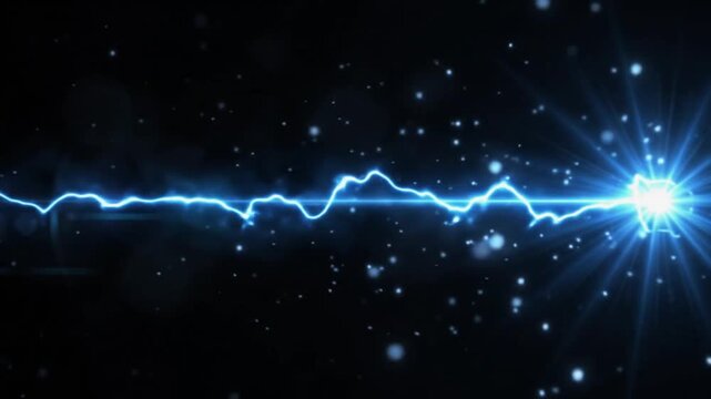 Futuristic Blue Electric Energy Beam with Glowing Particles &ndash; Powerful Technology Background