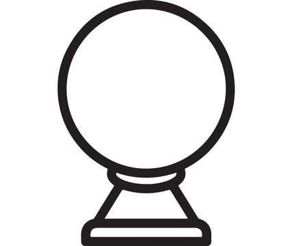 Minimalist crystal ball vector illustration featuring clean bold black outlines on a simple white background for modern graphic design projects