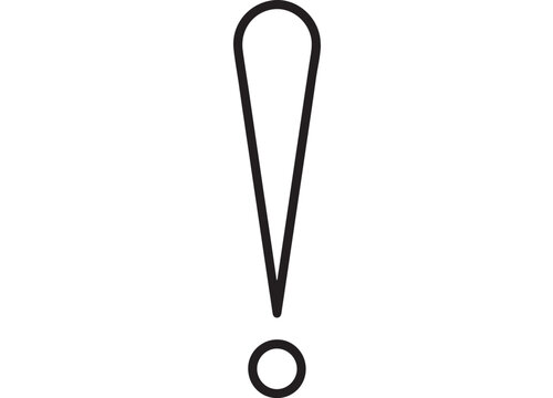 Exclamation mark vector graphic illustration featuring a minimalist black outline design perfect for digital warnings and creative user interface elements