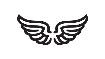 Obraz premium Minimalist vector illustration of majestic bird wings depicted with bold black outlines and clean symmetrical shapes for creative graphic projects