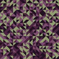 Fototapeta premium Seamless geometric abstract pattern with purple and green triangles creating mosaic