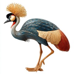 Fototapeta premium Stunning Grey Crowned Crane With Golden Feathers Isolated On A Crisp White Background