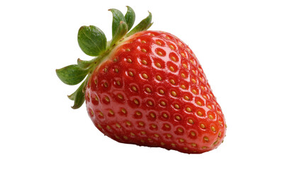 Ripe red strawberry with green leaves, isolated on transparent background © STUDIOP