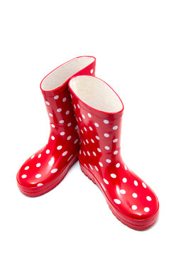 Red boots on white background