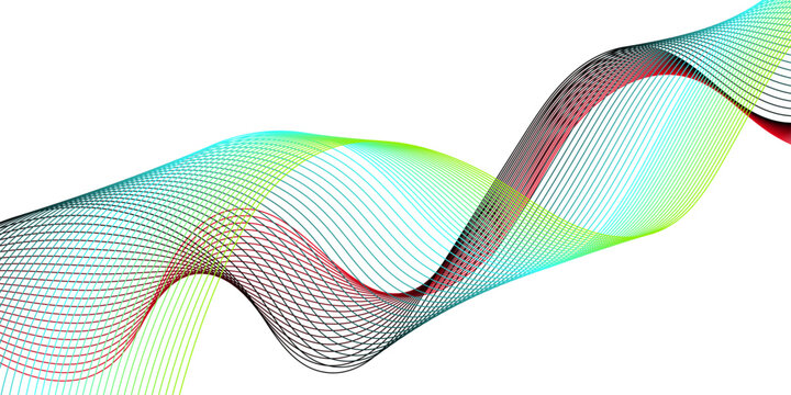 Colorful Abstract wave. gradient flowing wave lines. Futuristic technology concept. Shiny moving lines design element. White abstract background with glowing wave. green blue and red isolated on trans